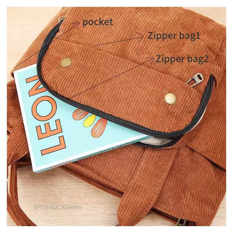 Vintage Shopping Zipper Girls Student Bookbag in Shoulder Bag