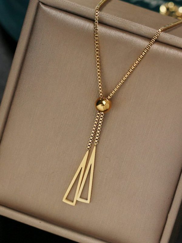 Stainless Steel Tassel Charms Chain Choker Necklace in Necklaces