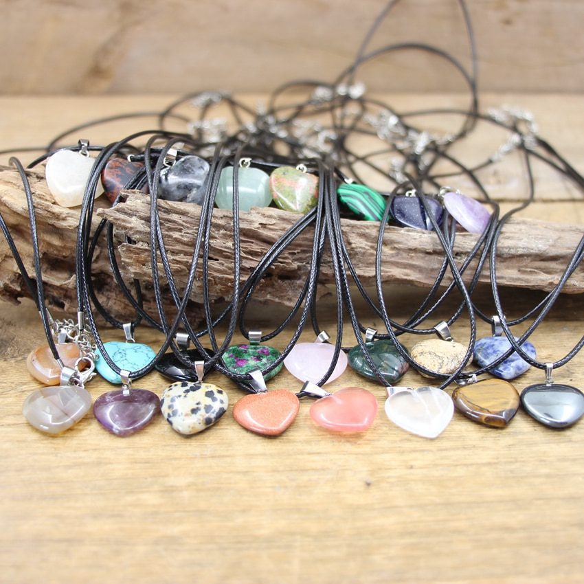 Heart Shape Healing Gemstone Necklace in Necklaces