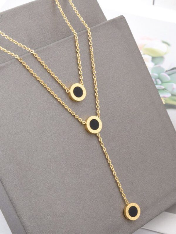 Stainless Steel 2 Layer Chain Choker Necklace in Necklaces