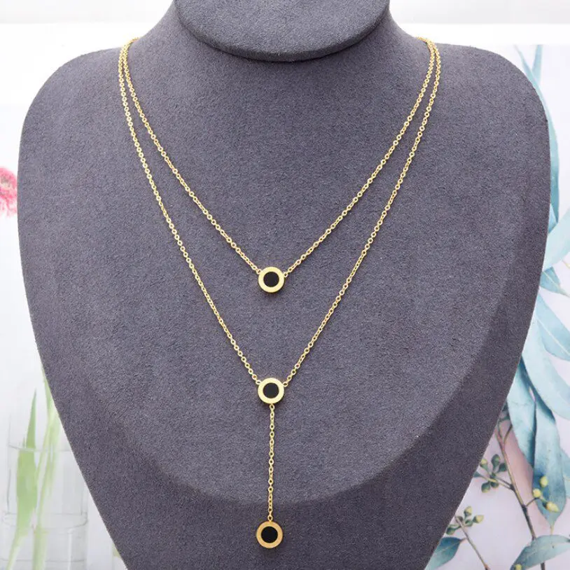 Stainless Steel 2 Layer Chain Choker Necklace in Necklaces