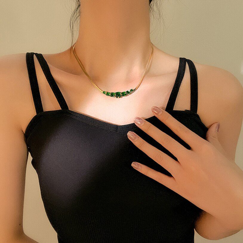 Zircon Charms Snake Chain Choker Necklace in Necklaces