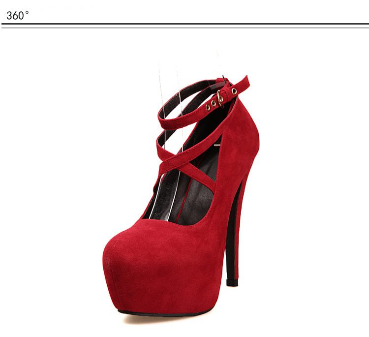 Cross-Tied Ankle Strap Platform High Heels Suede Wedding Party Shoes in Women's Pumps