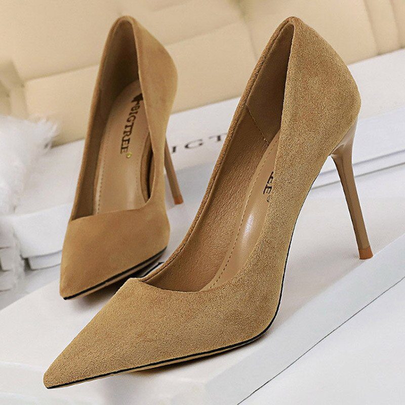 Suede high heels office shoes