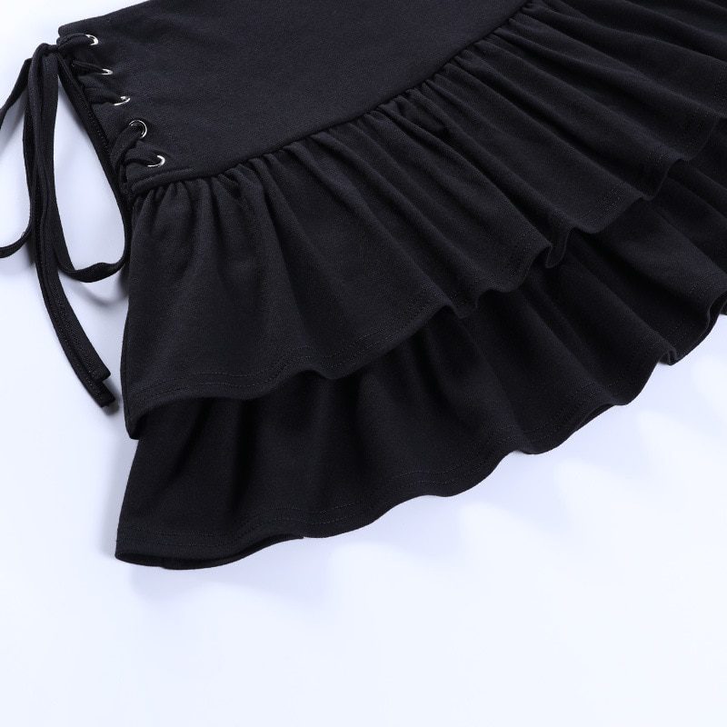 Dark Gothic Punk High Waist Bandage Mini Skirt in Skirts