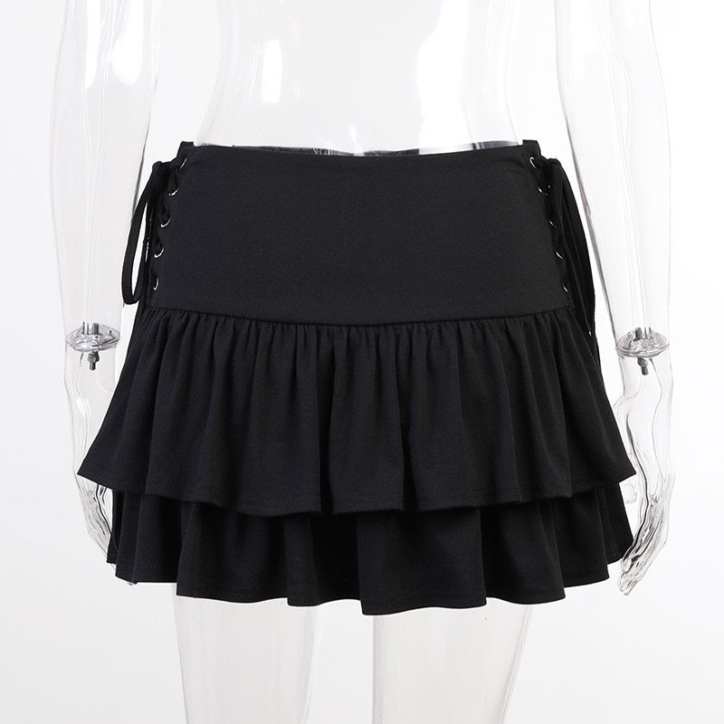 Dark Gothic Punk High Waist Bandage Mini Skirt in Skirts