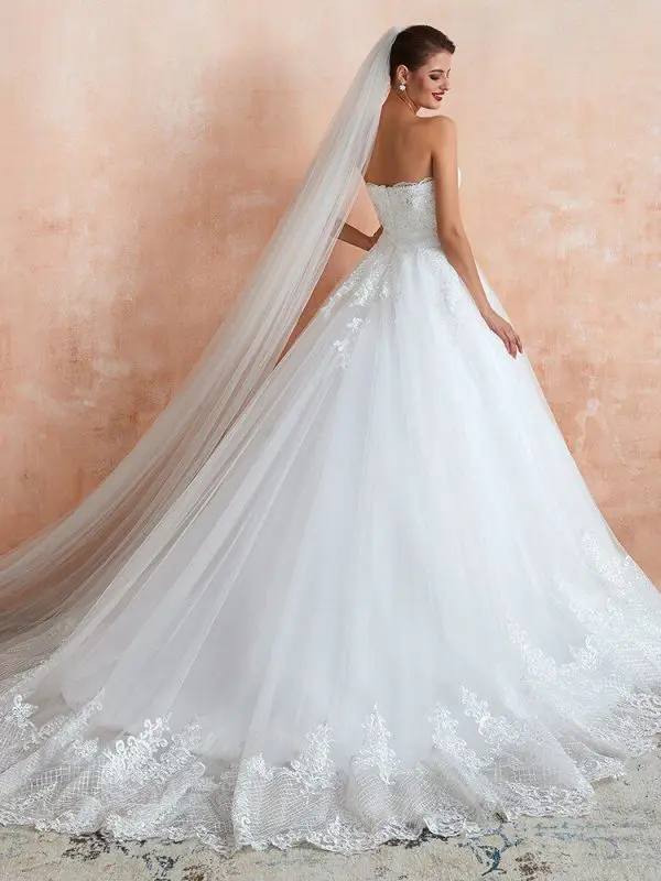 Sweetheart Tulle Appliques Sparkle Lace Wedding Dress - Wedding dresses - Uniqistic.com