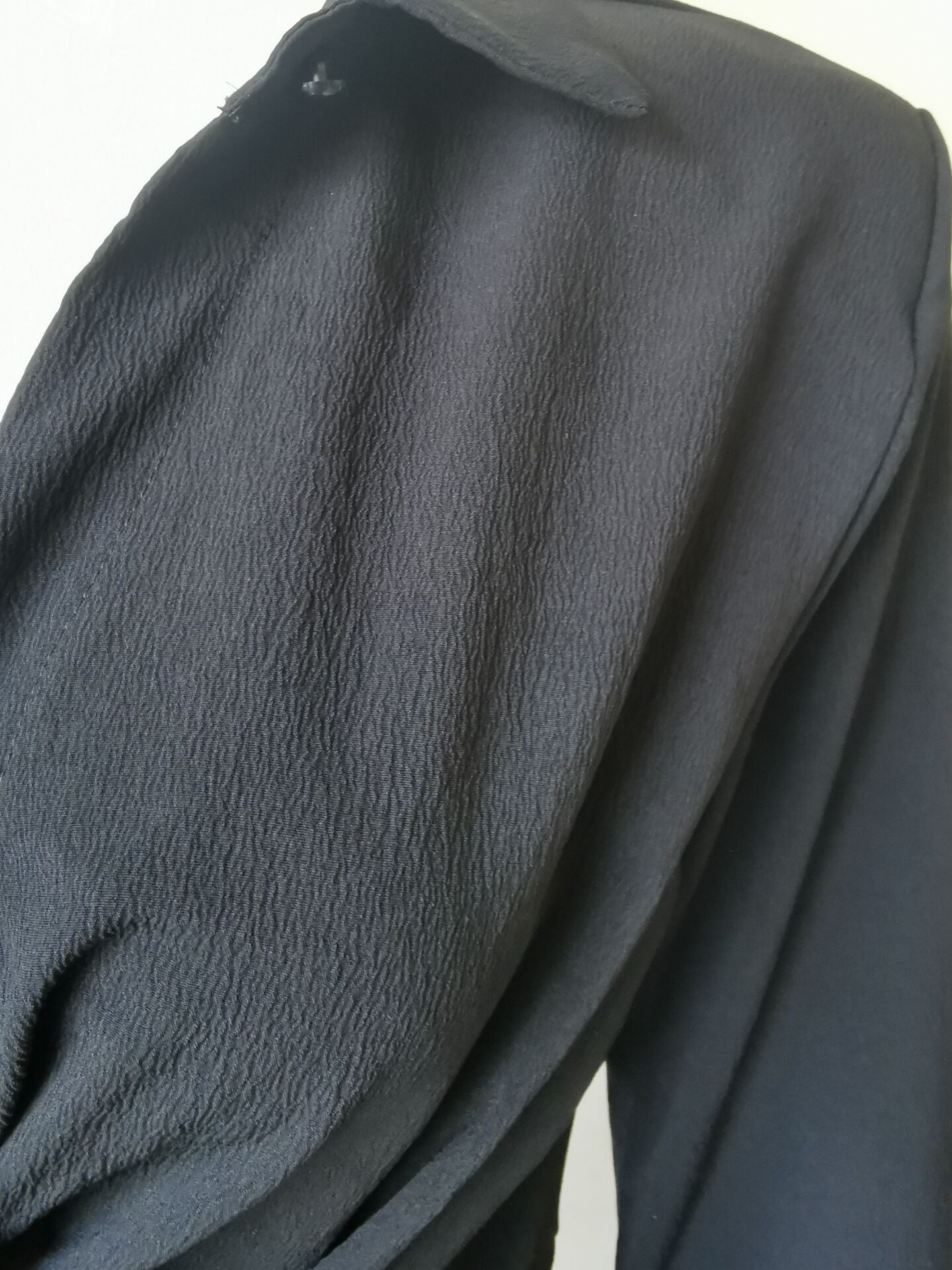 Black Padded Shoulder Shirt Dress in Dresses