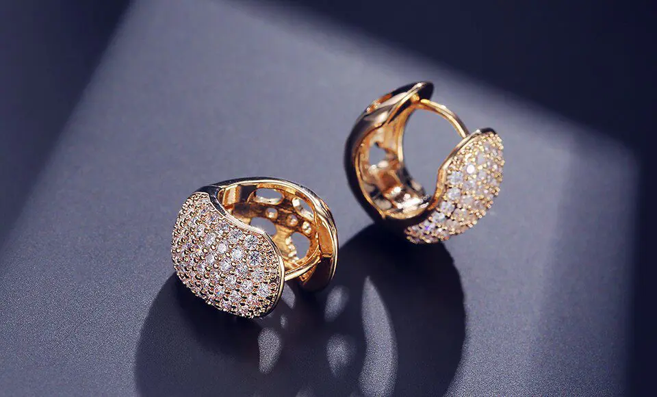 Round Shape Crystal Zirconia White Gold Hoop Earrings - Earrings - Uniqistic.com