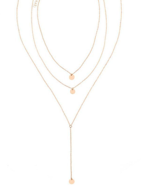 Minimalist Round Disco Multi Layers Necklace in Necklaces