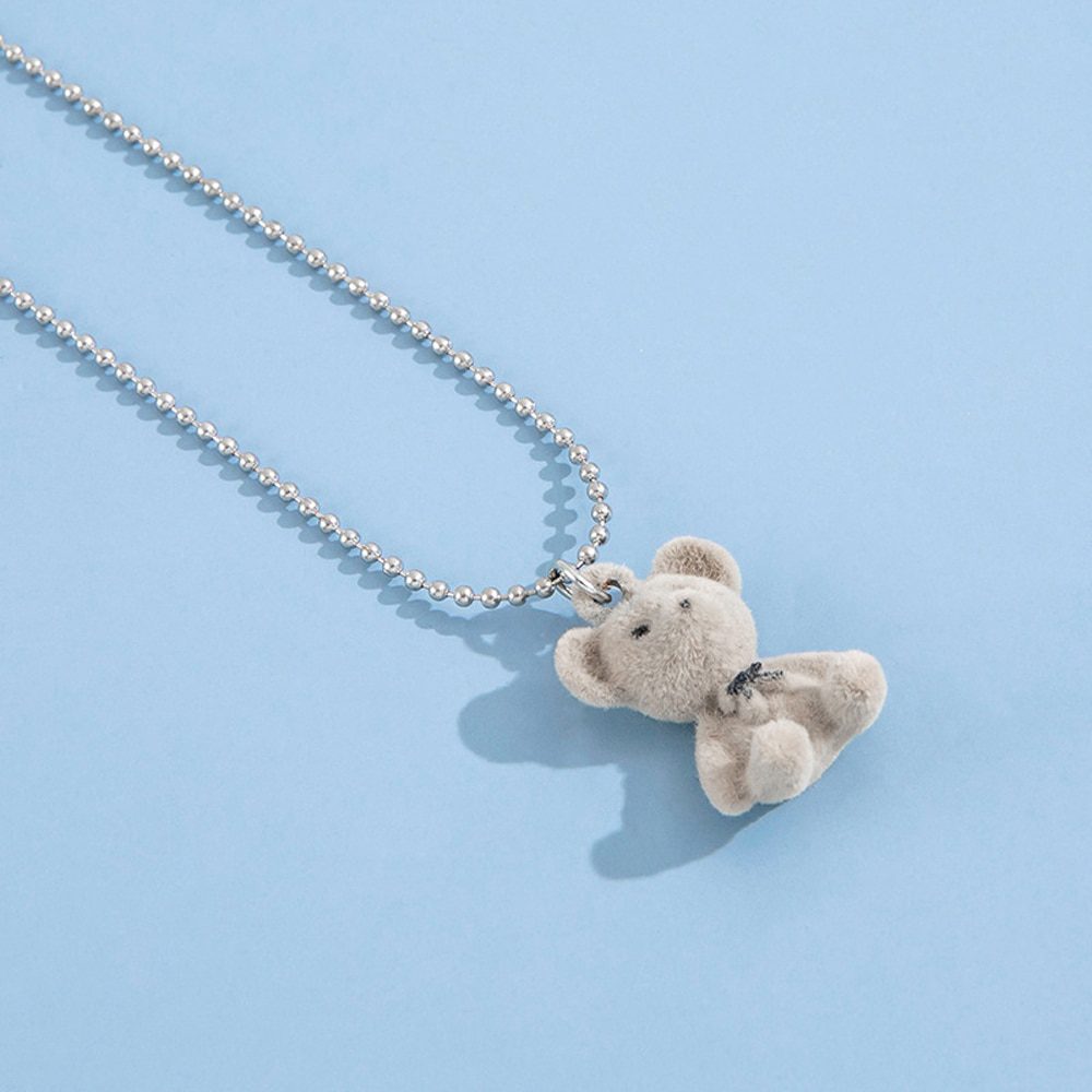Plush Bear Long Chain Necklace in Necklaces