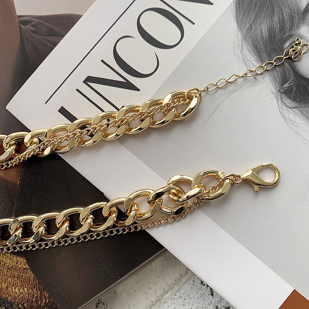 Vintage Gold Silver Multi-Layer Chain Choker Necklace in Necklaces