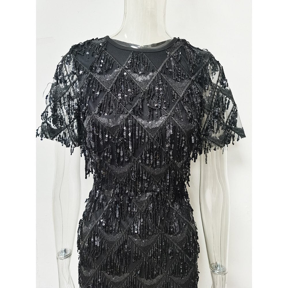 Vintage Black Sequin Bodycon Dress - Dresses - Uniqistic.com