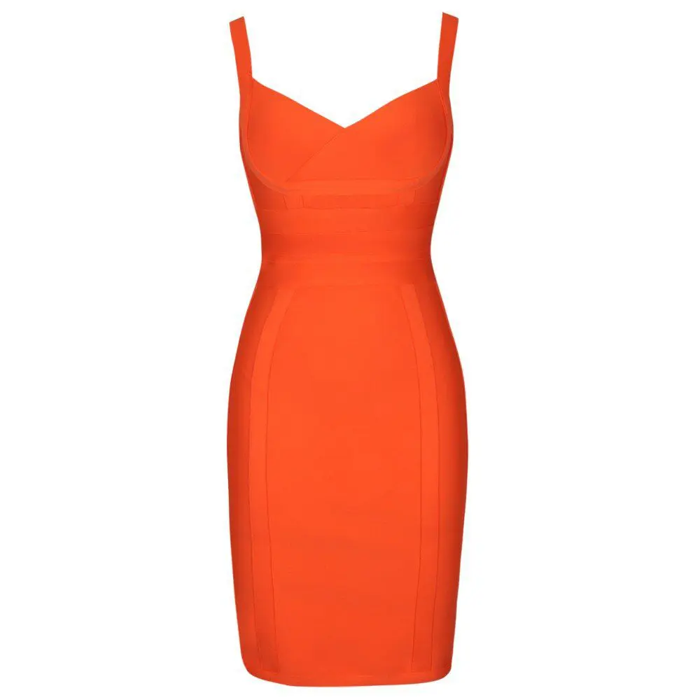 Elegant Orange Mini Bandage Dress in Dresses