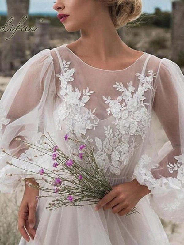White Embroidery Long Sleeve Lace Tulle Maxi Tunic Beach Dress in Dresses