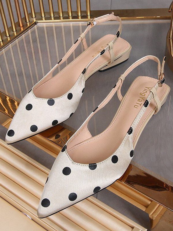 Polka Dot Silk Thick Heels Sandals - Women's Sandals - Uniqistic.com