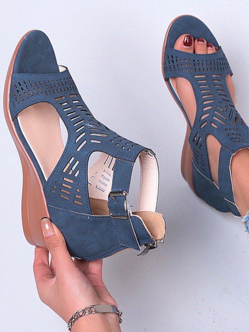 Gladiator Platform Hollow Out Thick Heel Zipper Sandals - Women's Sandals - Uniqistic.com