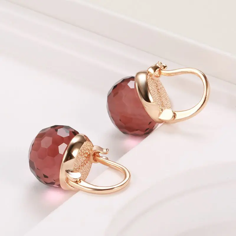 Rose gold glass ball drop earrings