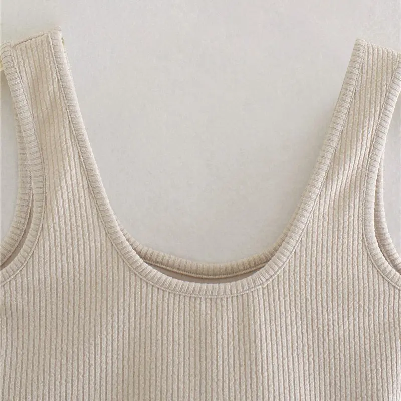 Vintage Backless Wide Straps Fitted Slim Asymmetry Ribbed Knit Tank Top in T-shirts & Tops