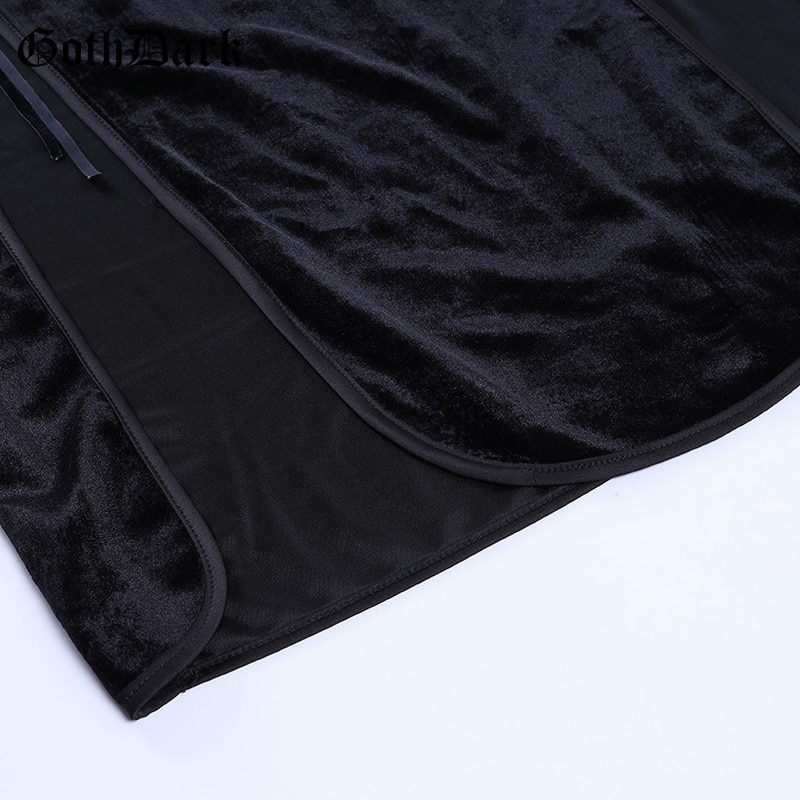 Romantic Gothic Velvet Vintage Black Bandage Slit Hem Bodycon Dress in Dresses
