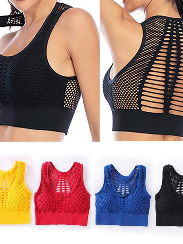 Cross back wirefree removable cups yoga running sport bra top