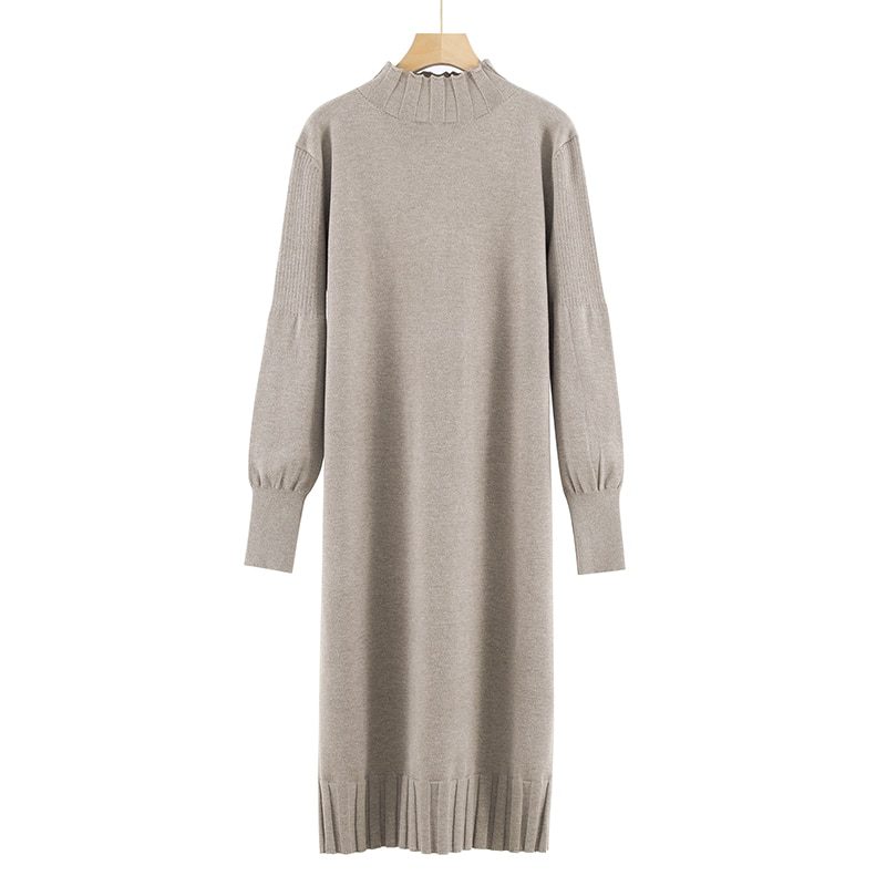 Turtleneck Loose Long Knit Sweater Dress in Dresses