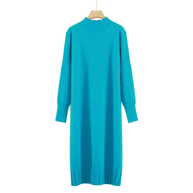 Turtleneck Loose Long Knit Sweater Dress in Dresses