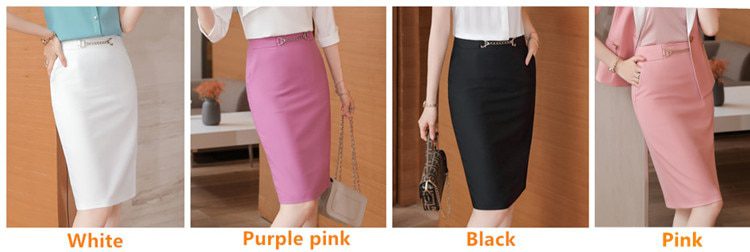 Pink High-Waisted Midi Office Pencil Skirt - Skirts - Uniqistic.com