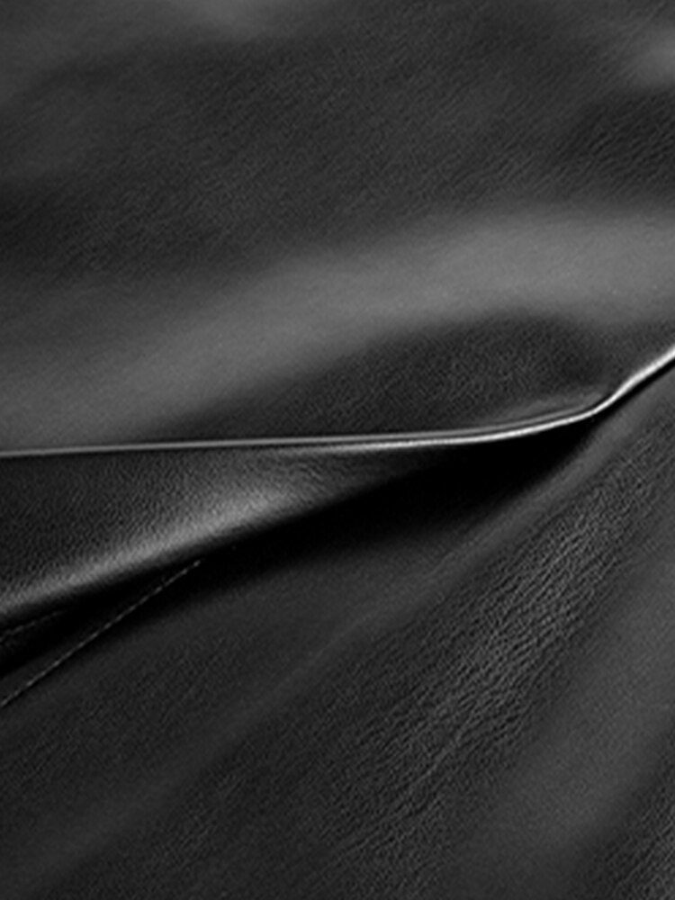 High Waist Leather Office Midi Black Pencil Skirt | Uniqistic.com