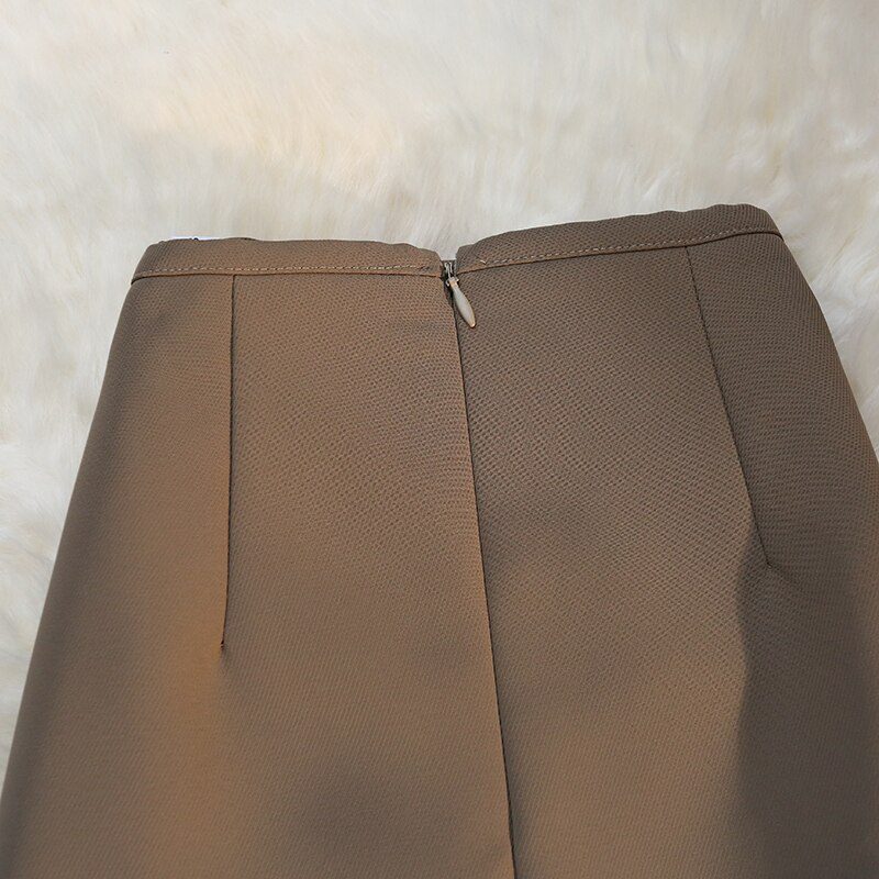Elegant High Waist Long Brown Skirt | Uniqistic.com