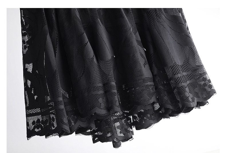 Big Swing Gauze Hollow Pleated Skirt in Skirts