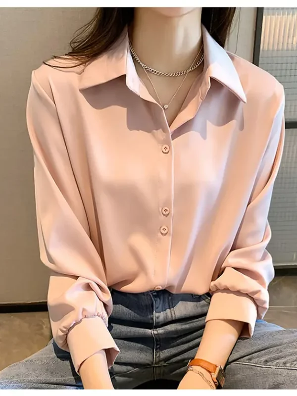 Elegant chiffon long sleeve loose blouse shirt