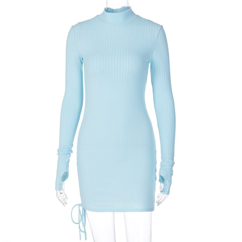 Long Sleeve Mini Bodycon Sweater Dress in Dresses