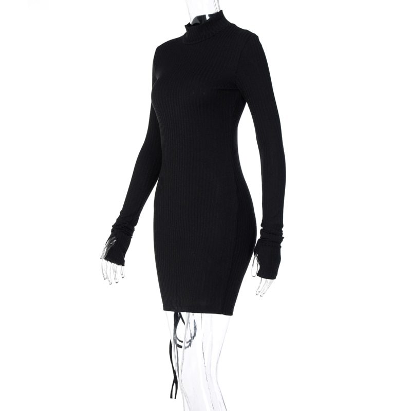 Long Sleeve Mini Bodycon Sweater Dress in Dresses