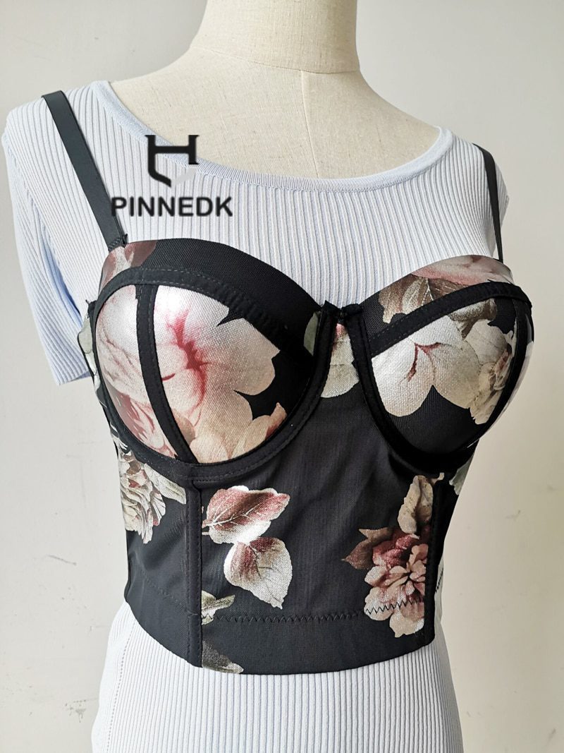Floral Push Up Tube Corset Tank Top in T-shirts & Tops