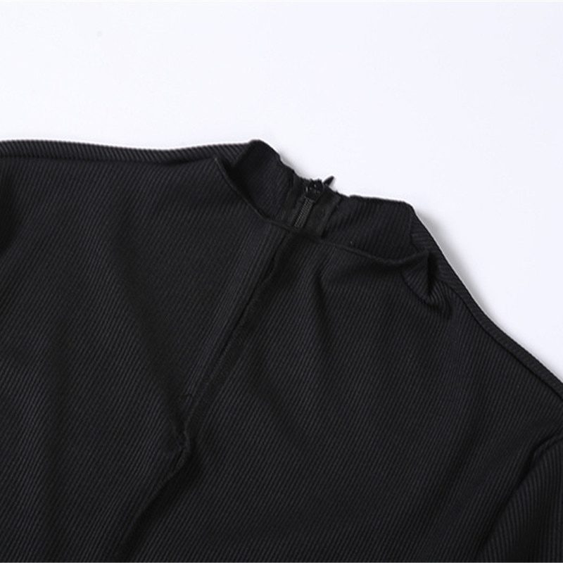Line Decoration Black Bodycon Jumpsuit in Jumpsuits & Rompers