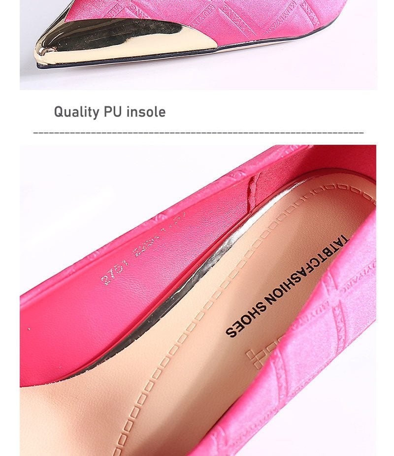 Metal Pointed Stiletto Shallow Mouth High Heels Pumps in Women's Pumps