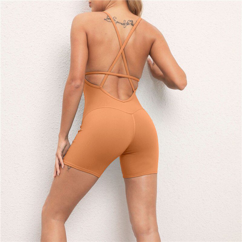 High Waist Cross Backless Yoga Bodysuit Jumpsuit - Jumpsuits & Rompers - Uniqistic.com