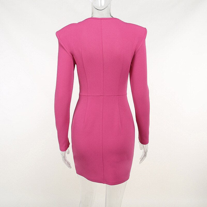 Vintage Long Sleeve Square Collar Bodycon Mini Dress in Dresses