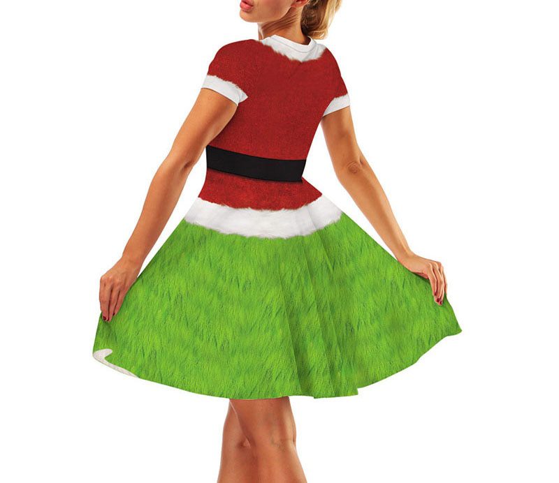 Vintage Retro O-Neck Short Sleeve A-Line Christmas Dress - Dresses - Uniqistic.com