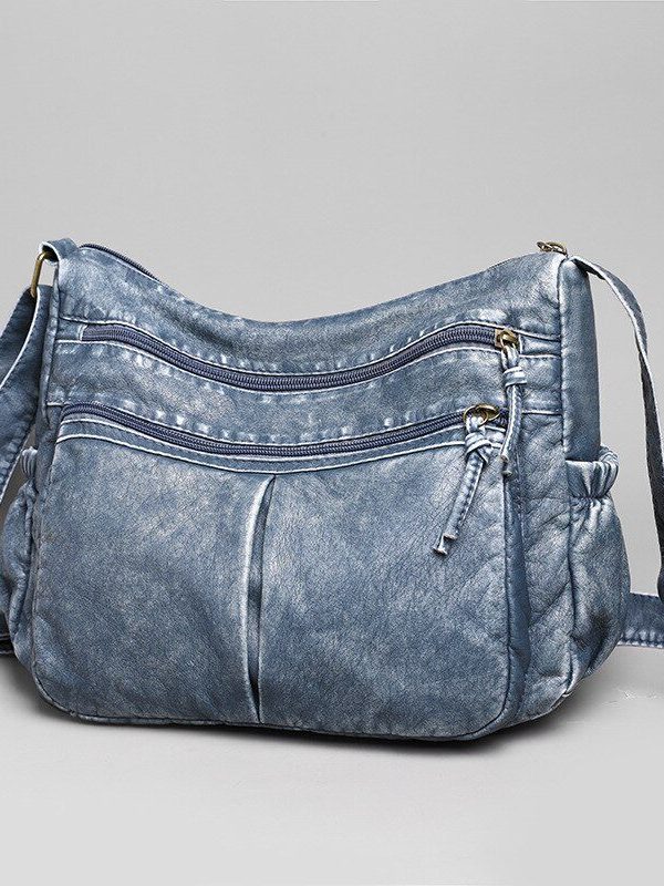 Leather Pockets Shoulder Bag in Shoulder Bag