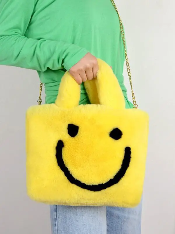 Smiley Face Plush Shoulder Bag in Creative Bags