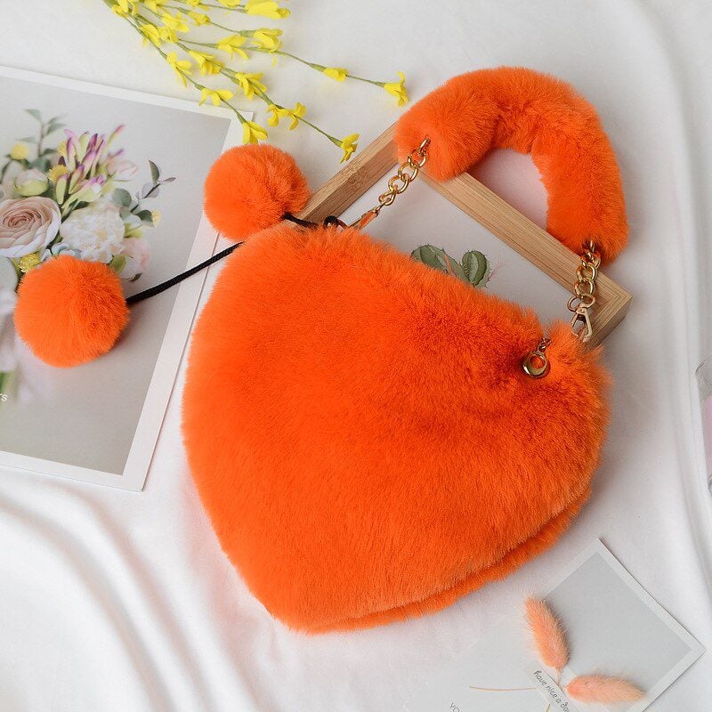Cute Plush Heart Shaped Bag in Creative Bags