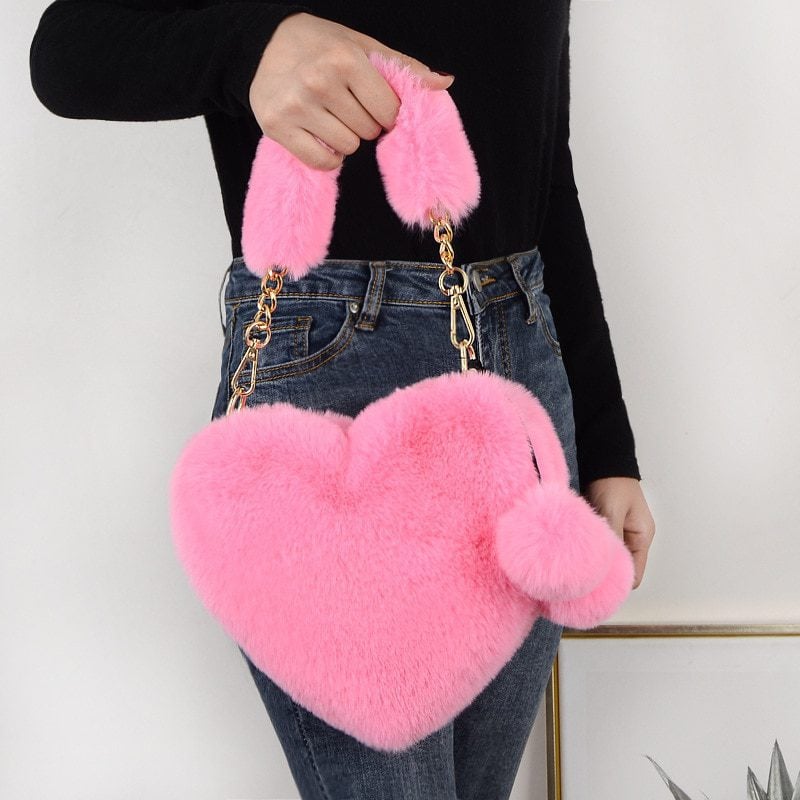 Cute Plush Heart Shaped Bag in Creative Bags
