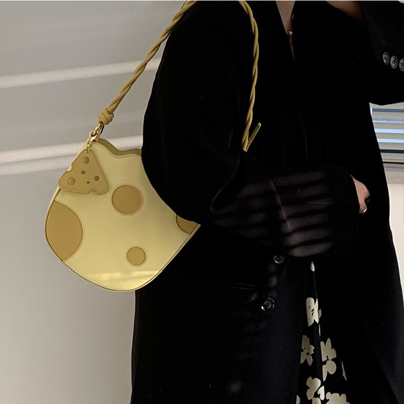 Yellow Cheese Shape Shoulder Bag in Creative Bags