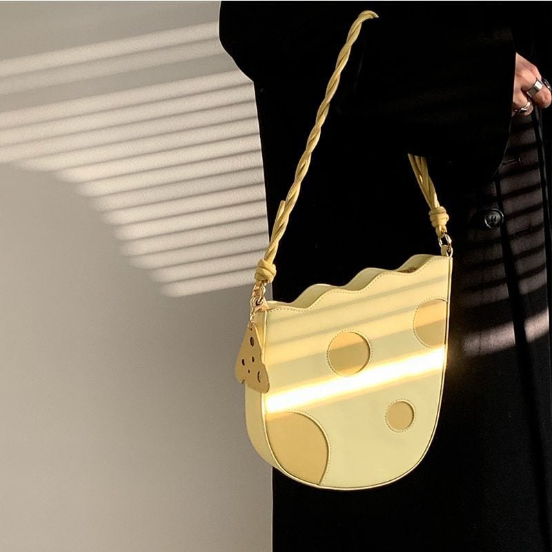 Yellow Cheese Shape Shoulder Bag in Creative Bags