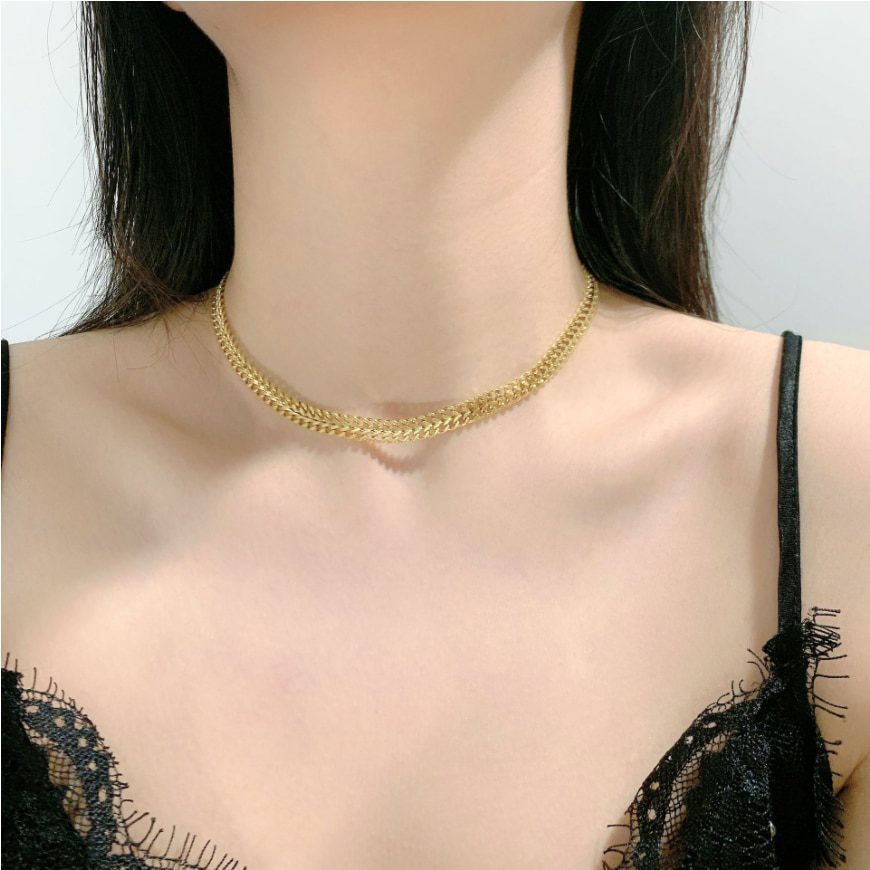 Minimalism Weave Charm Thick Chain Necklace in Necklaces