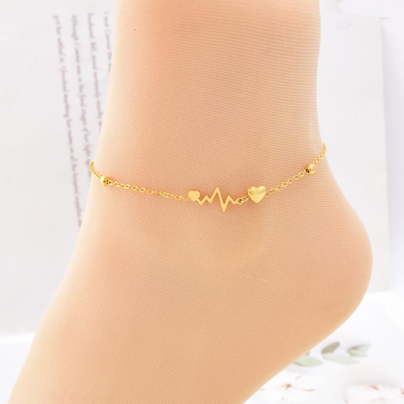 Love Heart Heartbeat Shape Charm Chain Anklet For Women - Bracelet & Anklets - Uniqistic.com
