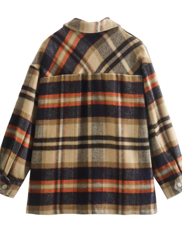 Retro Brushed Thickened Plaid Long Sleeved Shirt Coat - Coats & Jackets - Uniqistic.com