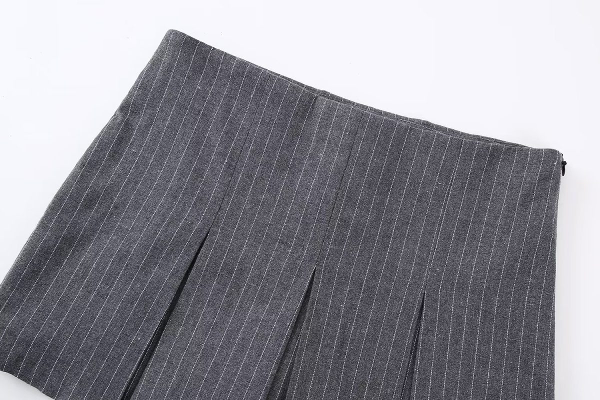 Striped Wide Pleated Short Skirt - Skirts - Uniqistic.com